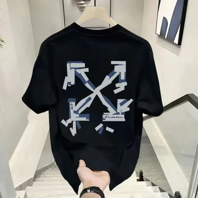 2026 Danqi Yoyo American Men's Summer New Thick Pure Cotton T-shirt, Breathable, and Sweat-absorbing Round Neck T-shirt