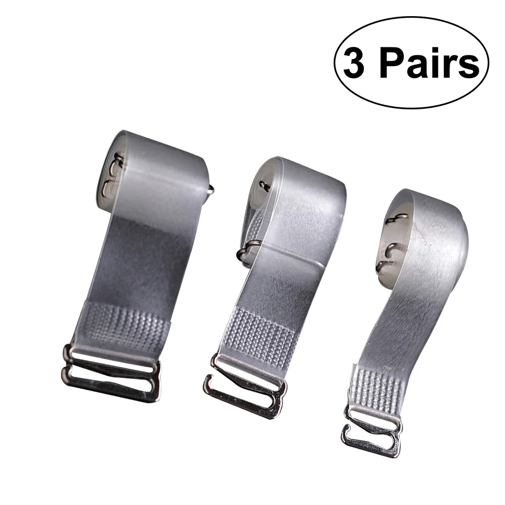 Sangles Réglables en Plastique Transparent Invisible avec Boucles en Acier Inoxydable, 3 Paires
