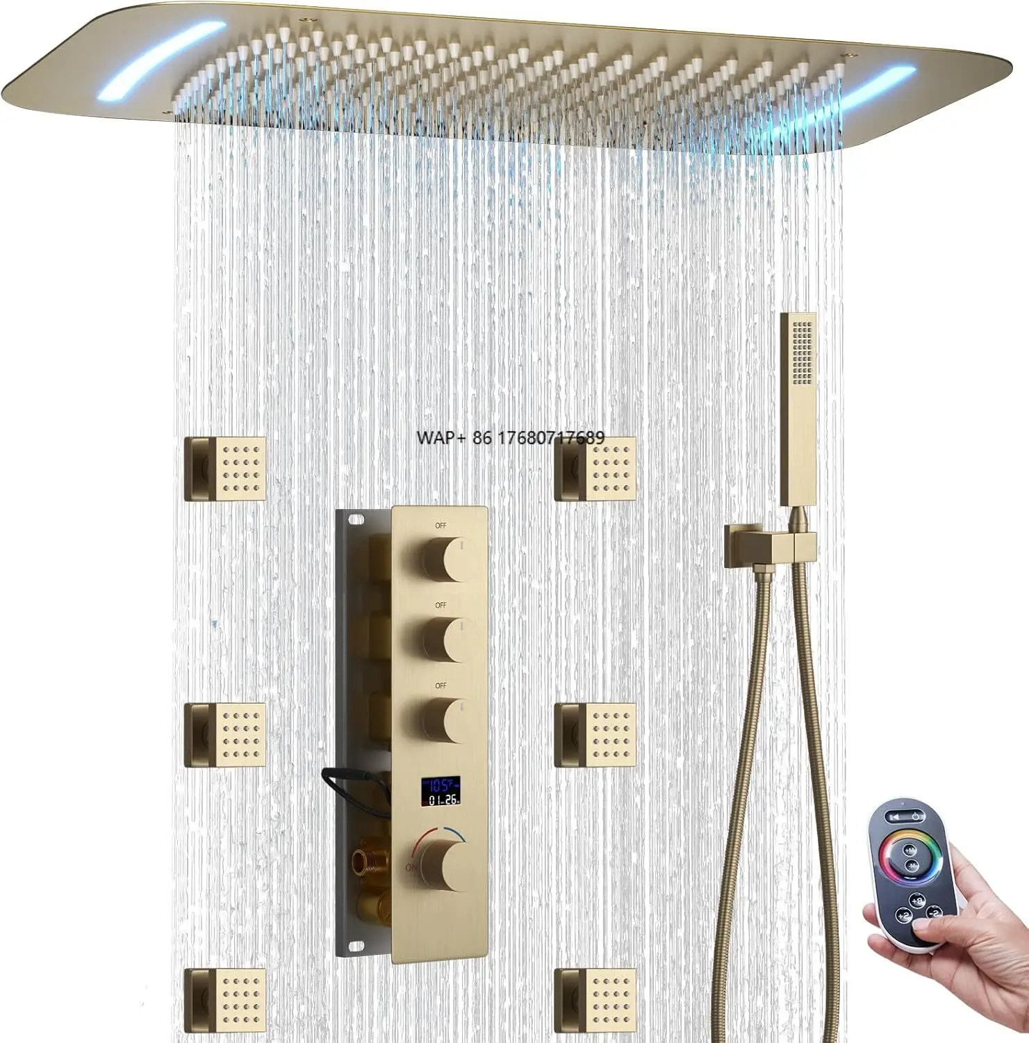 16X26 Inch Shower Head 3 Way Temperature Digital Display Shower Valve Ceiling Mounted Shower Set Bathroom