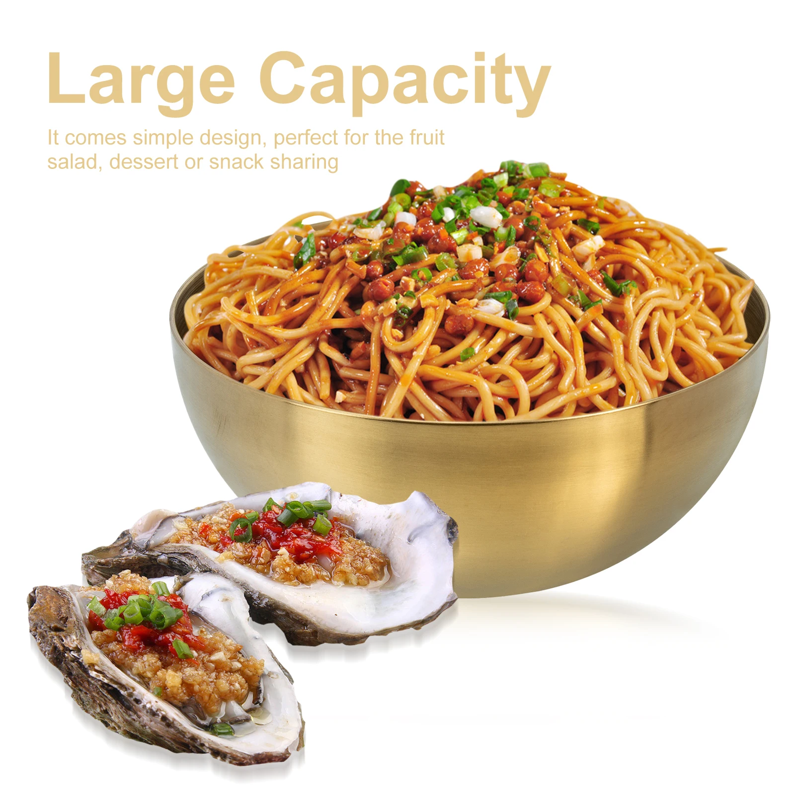 Cuenco de Metal coreano multifunción para ensalada, aperitivos de frutas, cuenco grande tradicional para fideos y arroz, contenedor de utensilios de cocina