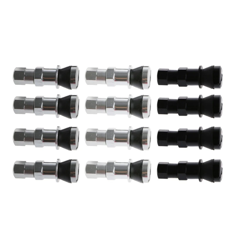 4Pcs Aluminum Car Tubeless Wheel Tire Valve Stem Rim Bolt-in W/Dust Cap （Black/Titanium/Silver）