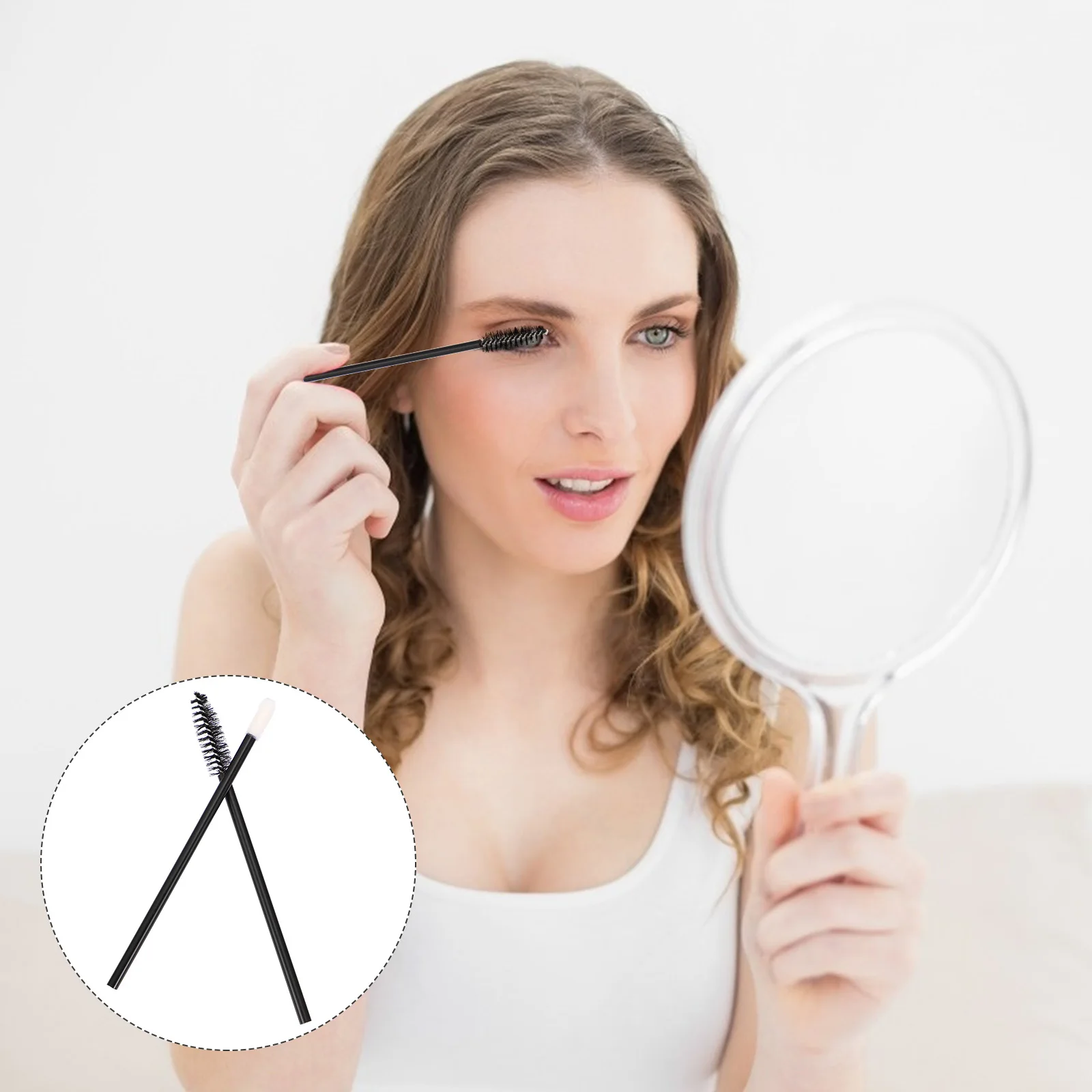 

100pcs Disposable Eyelash Brushes Lip Gloss Applicators Makeup Mascara Tools Soft Bristles Bendable H y Party