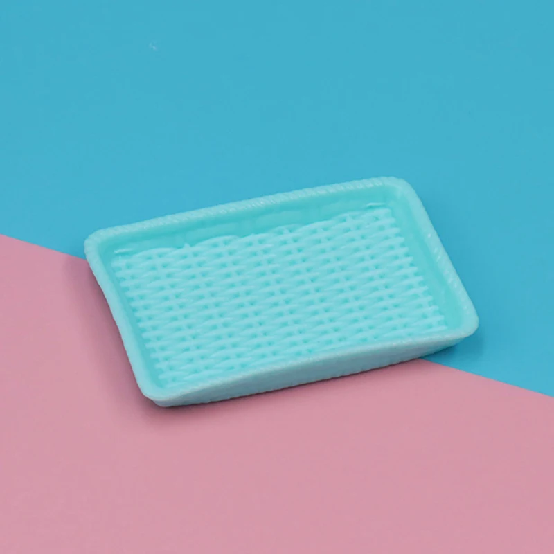 5Pc Dollhouse Miniature Plastic Basket Serving Plate Dish Dessert Tray Model Funiture Accessories For Doll House Decor Kids Toys