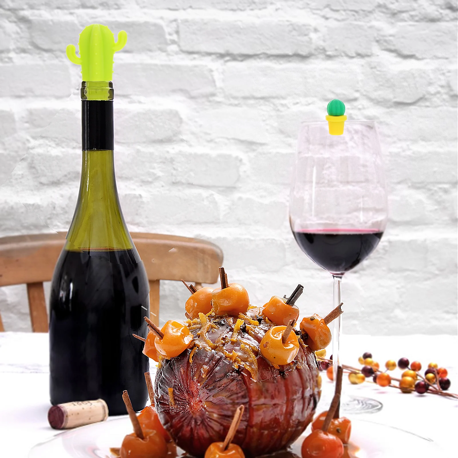 

7Pcs Silicone Wine Bottle Stoppers Cactus Shaped Airtight Seal Reusable Dishwasher Safe Beverage Stopper for Wine Soda Oil