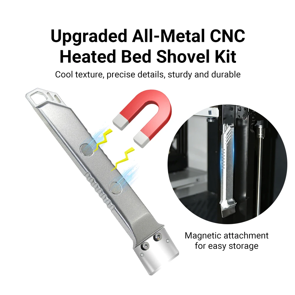 

Новинка: Скребок для 3D-принтера FDM, цельнометаллический, с лезвием SK5, обработанным на ЧПУ, инструмент для очистки, совместим с Bamboo Lab CR Voron