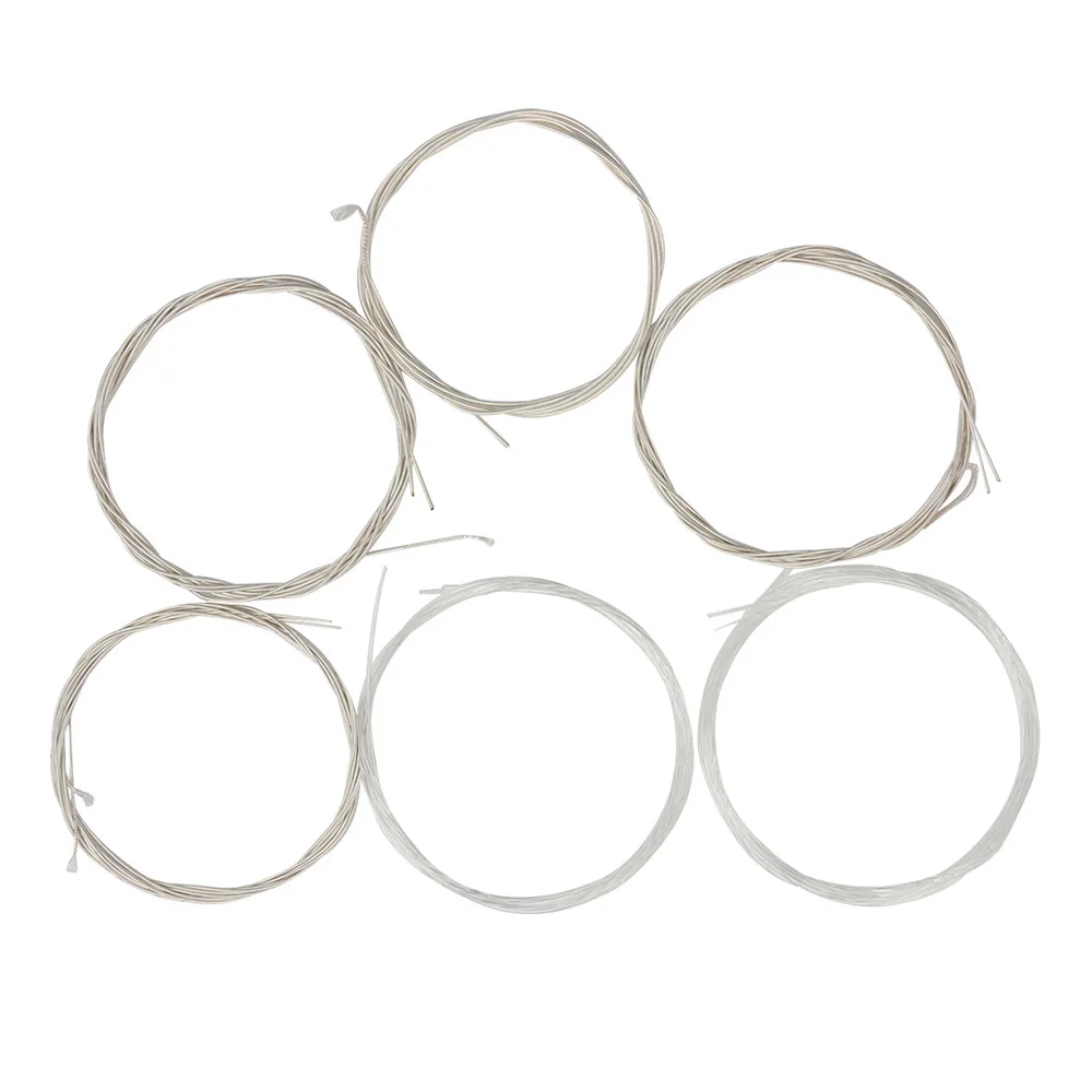 Cordes Oud blanches en nylon transparent, accessoires de cordes enveloppées en alliage de cuivre plaqué argent