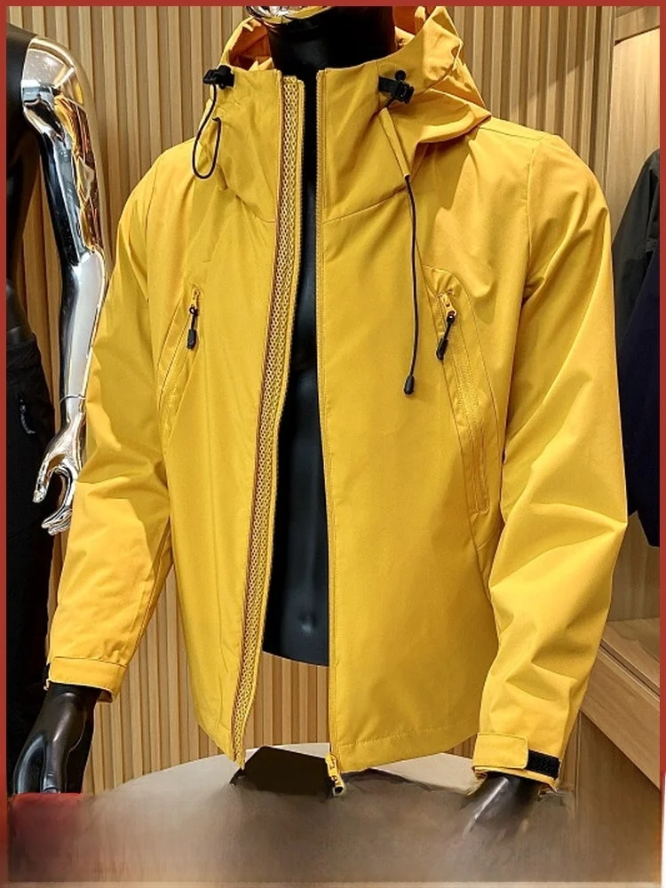 

Men's Outdoor Spring Jaet Lightweight Woven Windproof Waterproof Hooded Faion Urban Sle Polyester Fabric Long Sve Zi...