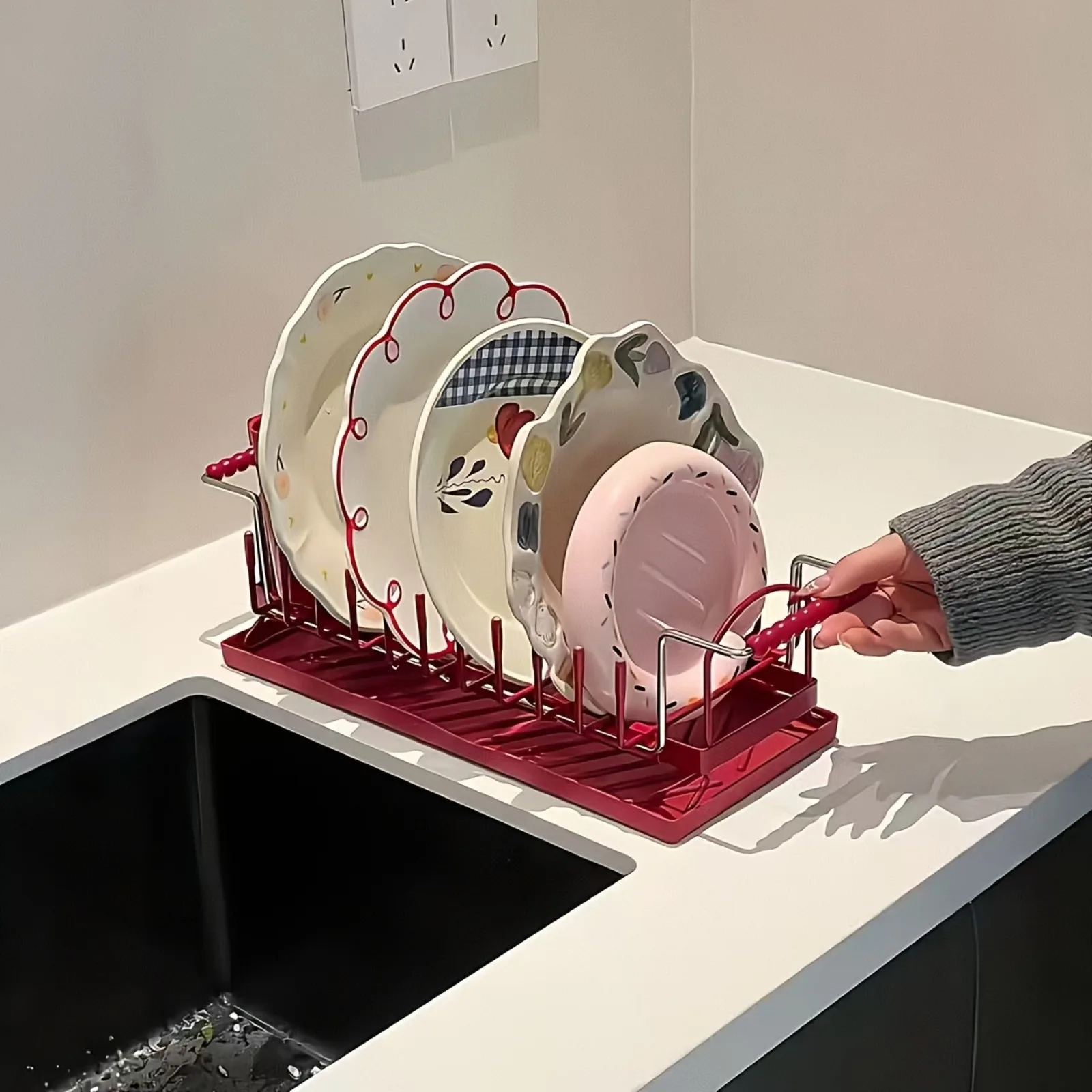 Dish Drying Rack Kitchen Organizer Extendable Sink Drain Rack Space Saving Storage Holder Countertop Tableware Shelf