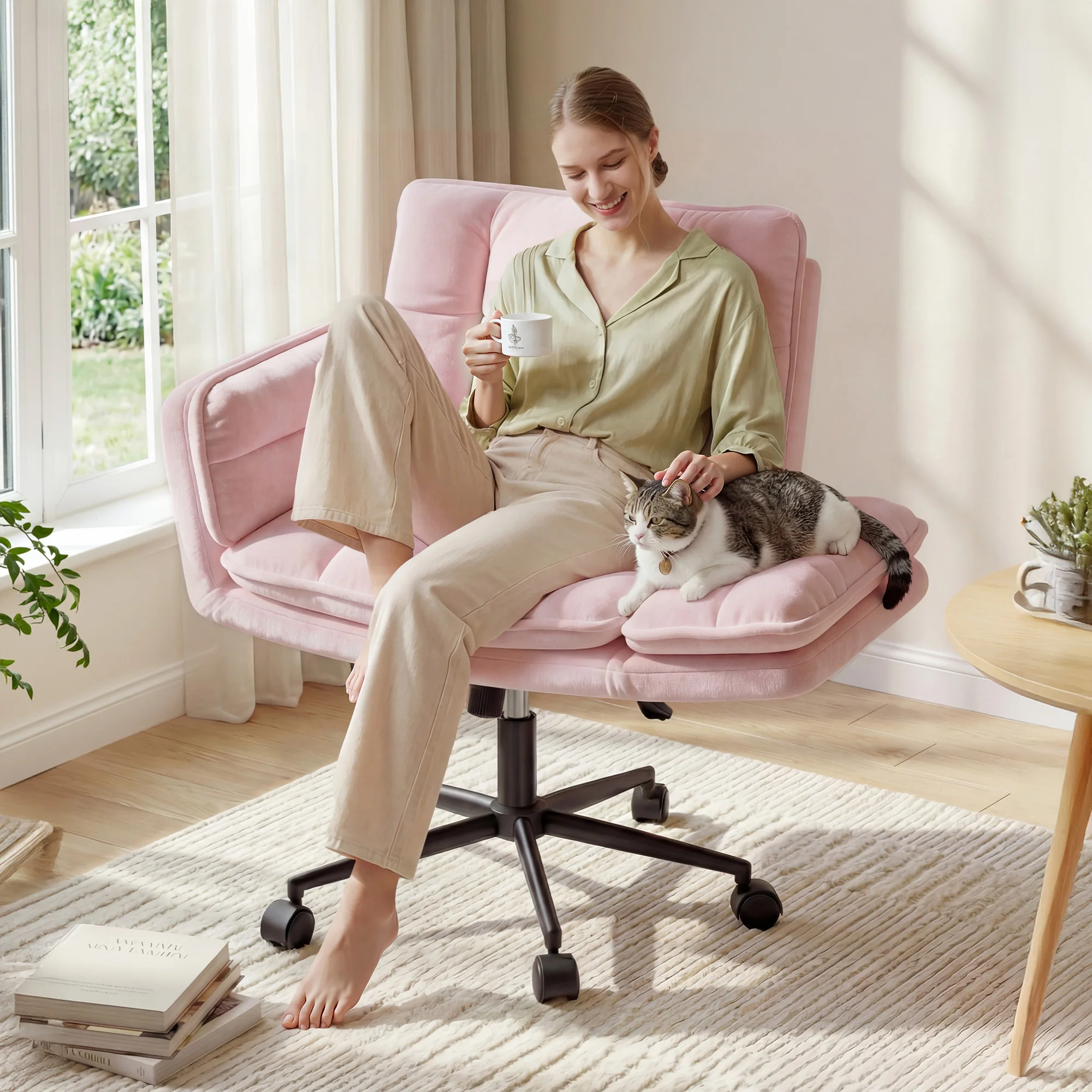 Office X Furniture - Krzesło krzyżowe na kółkach, ergonomiczne krzesło