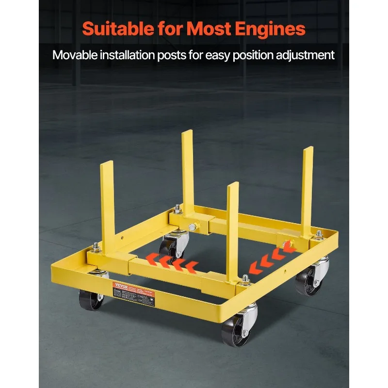 حامل المحرك 750 رطل رافعة محرك قابلة للتعديل دوللي مع 4 عجلات من الفولاذ عالي التحمل