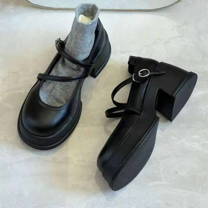 Modische, heiß begehrte, sexy High Heels für festliche Anlässe, Frühling/Herbst, neue runde Zehenpartie, quadratischer Absatz, bequeme, lässige Damenschuhe – Detail 6