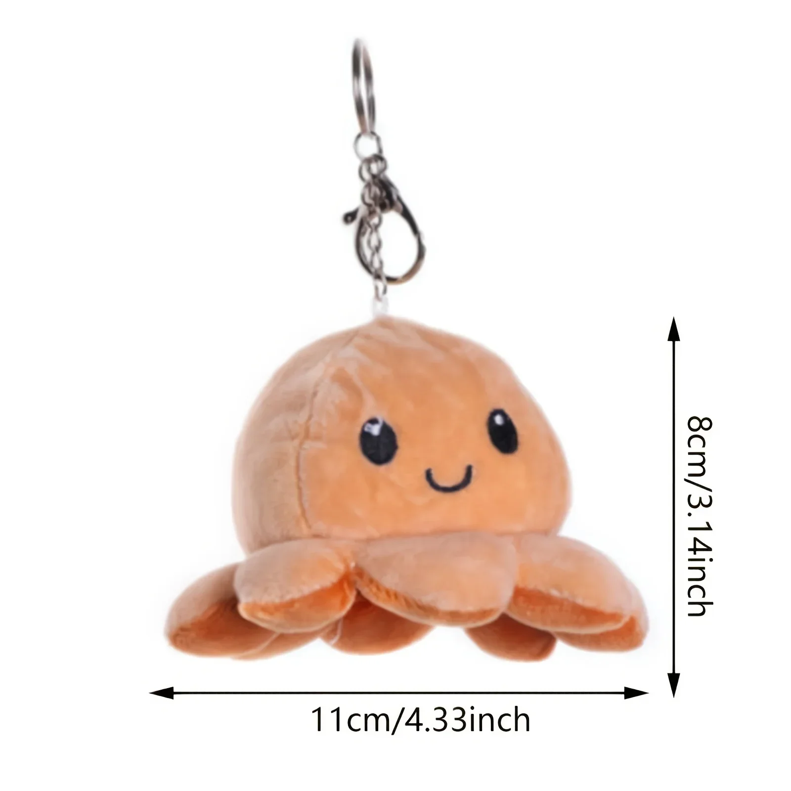 1 Stück Mood Flip Octopus, 7,6 cm große Plüsch-Schlüsselanhänger-Dekoration, Mädchen-Handtasche zum Aufhängen, Schultaschen-Anhänger, Paar-Schlüsselanhänger