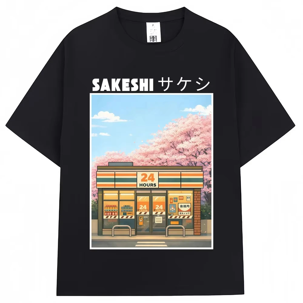 Japanese Style Konbini Convenience Store Graphic T Shirts Men Women Fashion Tokyo T-shirts Oversized Cotton Casual T Shirt Gifts