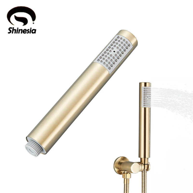 Shinesia Handheld Shower Head Brushed Golden Water Saving Hand Shower Head Water Massage Stainless Steel Bathroom Accessories