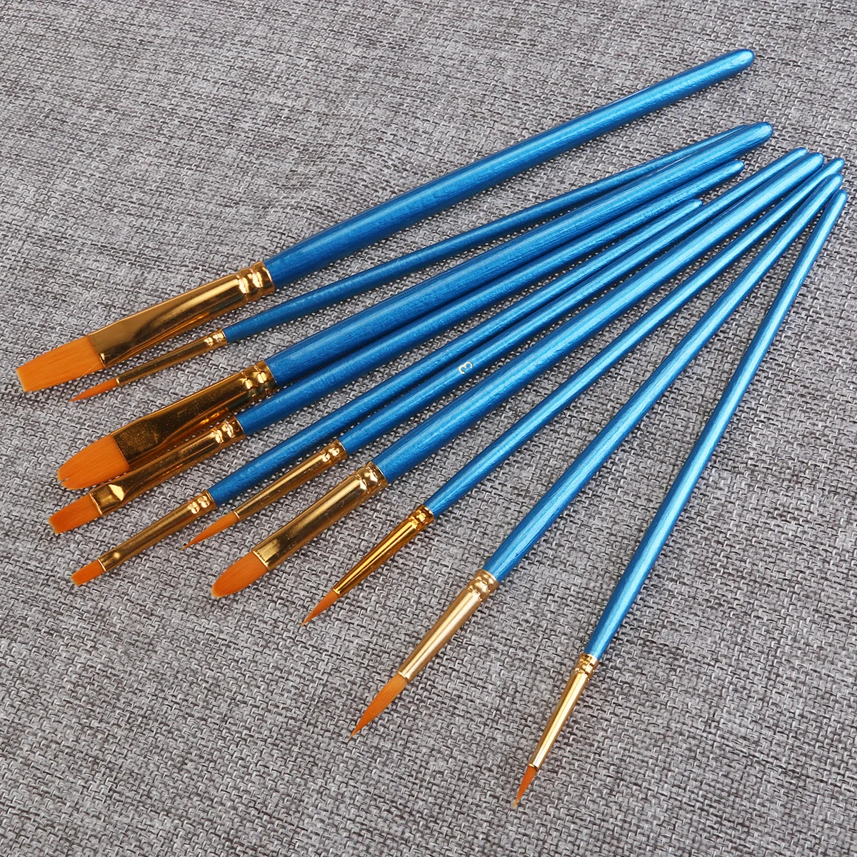 

10Pcs Paint Brush Set Blue Nylon Wood Handle 173-191cm Gouache Acrylic Watercolor Painting Brushes Professional Art Supplies