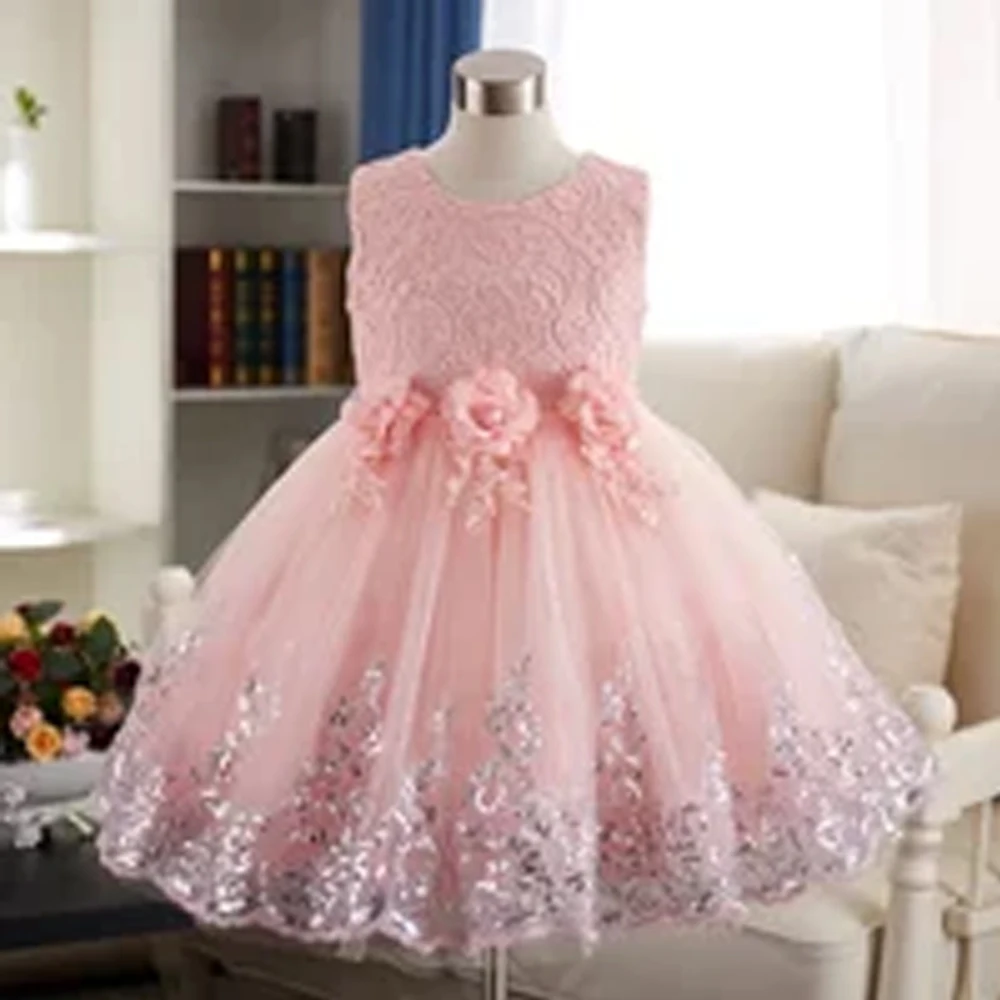 new birthday dress Princess lace party baby Christmas party ball embroidered Sequin big butterfly dress lovely 1 year old