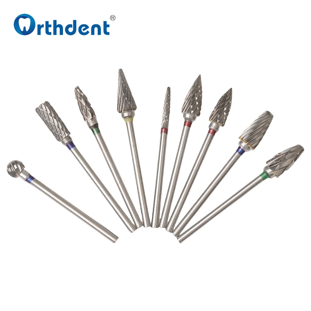 10 Pcs Tungsten Cone Carbide Drill Bit Dental Milling Cutters Dentistry Laboratory Rotary Tool Tooth Polishing Strawberries