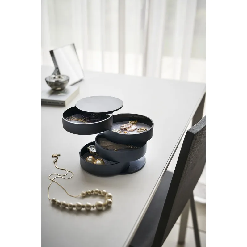 Nordic Rotating Creative Simple Girls Desktop Jewelry Box, Small Accessories Bracelet Headrope Finishing Multi-layer Storage Box