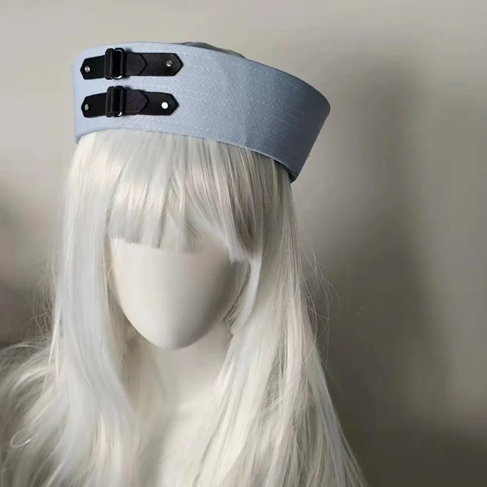 Festival Black Leather Buckle Sailor Hat PU Chain Sweet Captain Hat Versatile Y2K Vintage Beret Seaside Photos