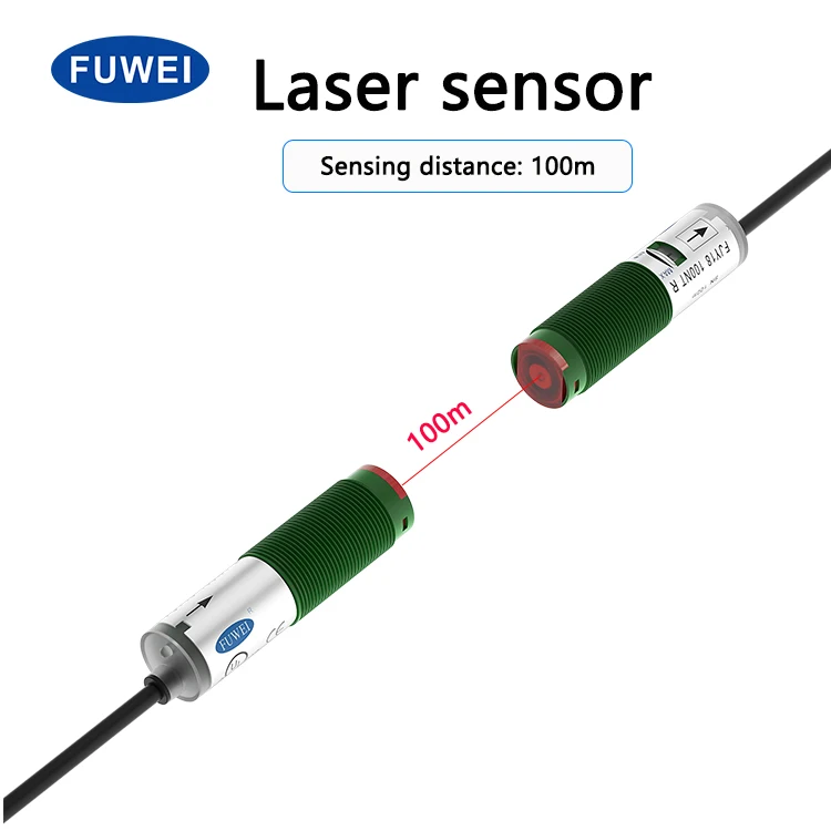 

FUWEI FJY18-100series M18 Small Spot Infrared Visible Photoelectric Sengsing Switch Laser Through Beam Sensor