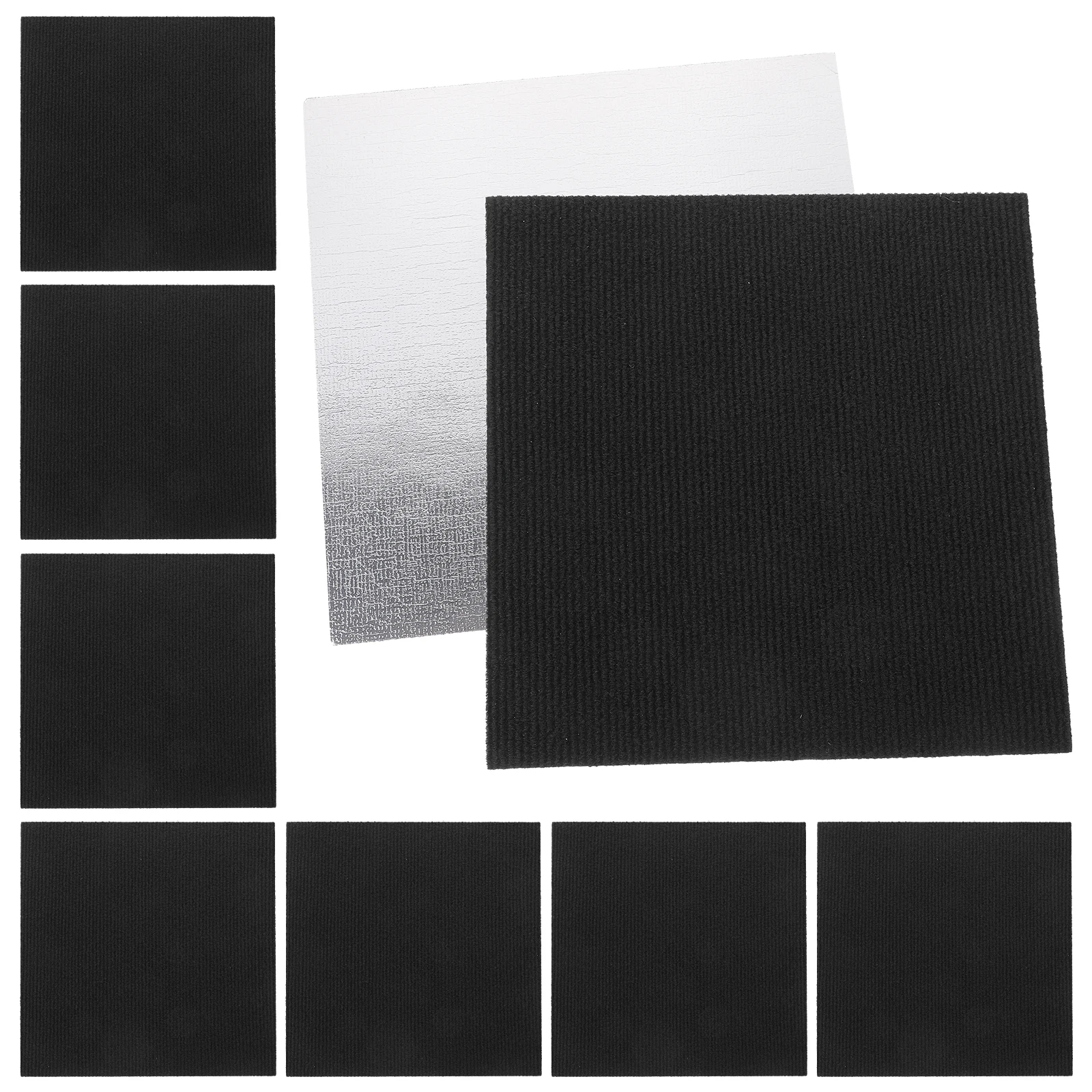 

10pcs Black 30x30cm Non Slip Floor Stickers Self Adhesive Carpet Tiles Easy Clean Peel Stick Flooring Decor