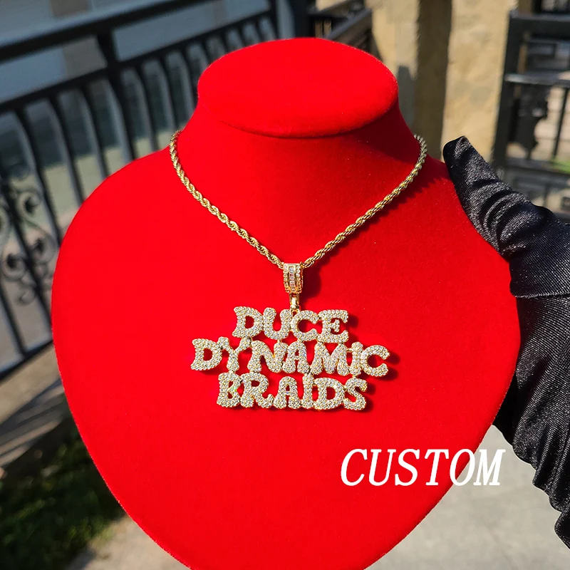 Custom Name Necklace Zirconia Copper Pendant Personalized Hip Hop Jewelry Drop Shipping Factory Directly