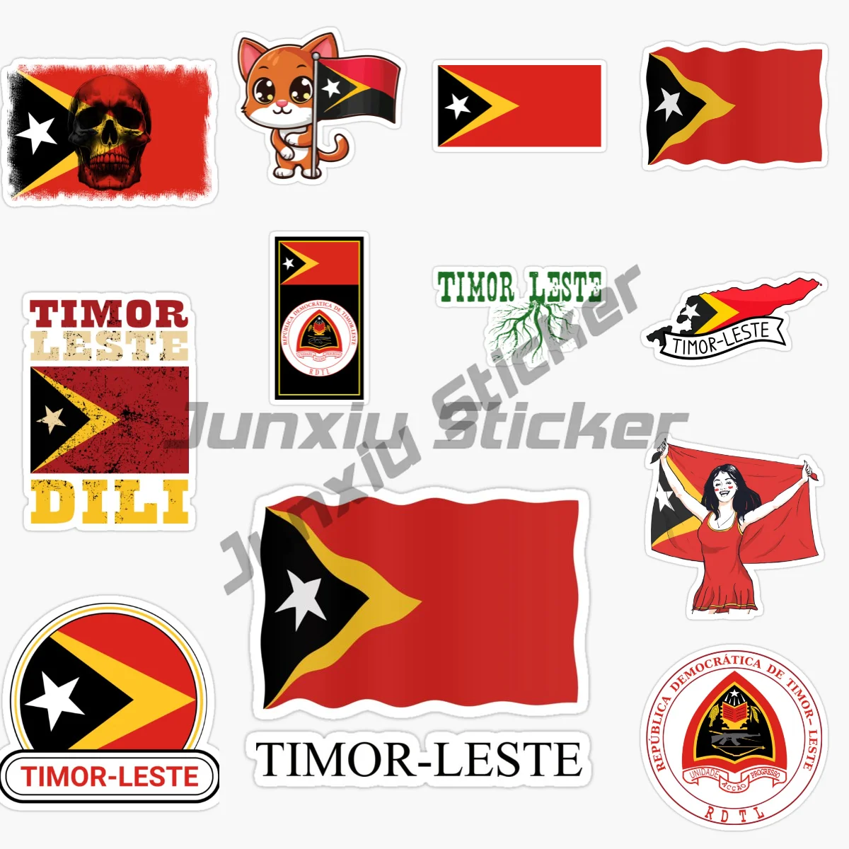 

TIMOR- LESTE Flag Map Emblem Tearing Stickers Motorcycle Car Bumper Laptop Wall Bicycle Truck Helmet Racing Off-road Decal