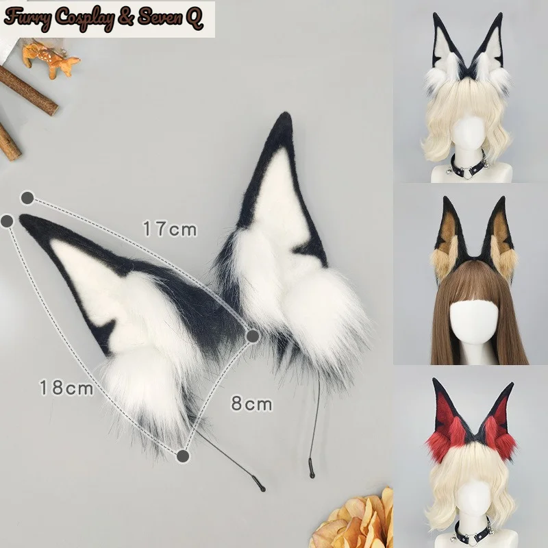 Handmade Simulation Furry Doberman Pinscher Headband Plush Cute Dog Puppy Ears Hair Hoop Lolita Anime Cosplay Hair Accessories