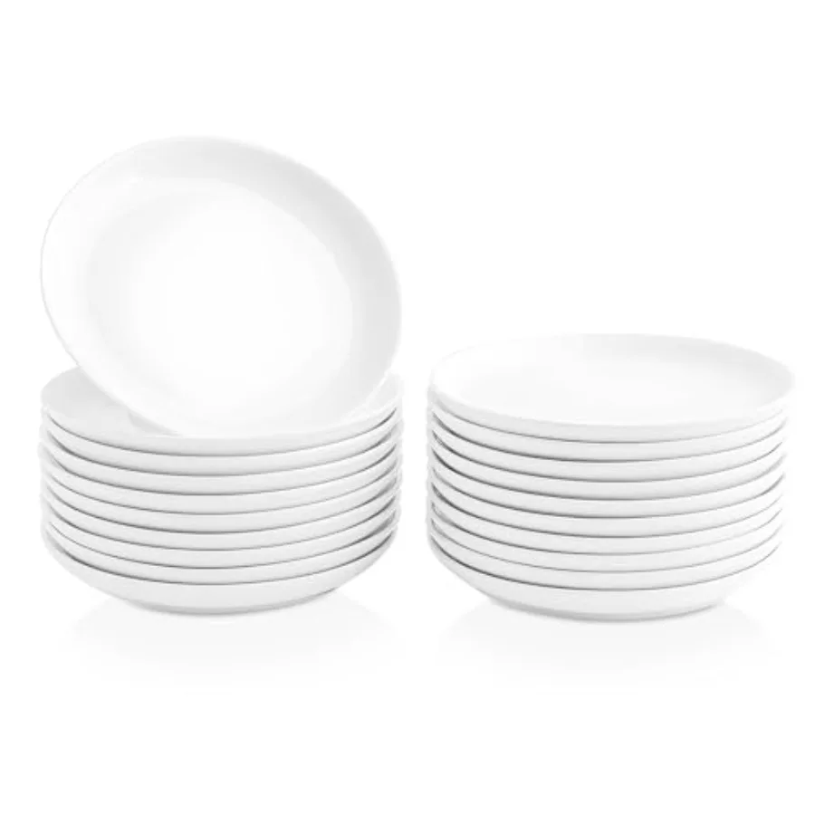 Ceramic Appetizer Plates, Porcelain Dessert Plates Set, Small Round Plates for Bread, Butter, Snack, Lightweight Dinnerware Sau