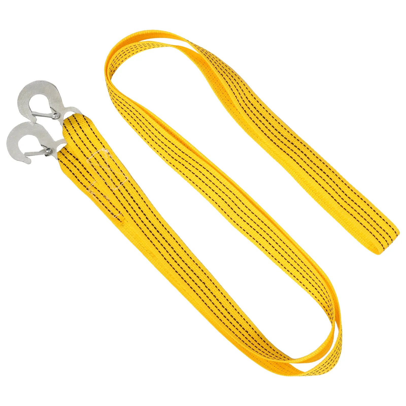 Car Trailer Rope Double Thick Nylon Yellow Fluorescent Safety Hook Forged Iron Hook Sturdy Strong Winch Rope Nylon Car Trailer