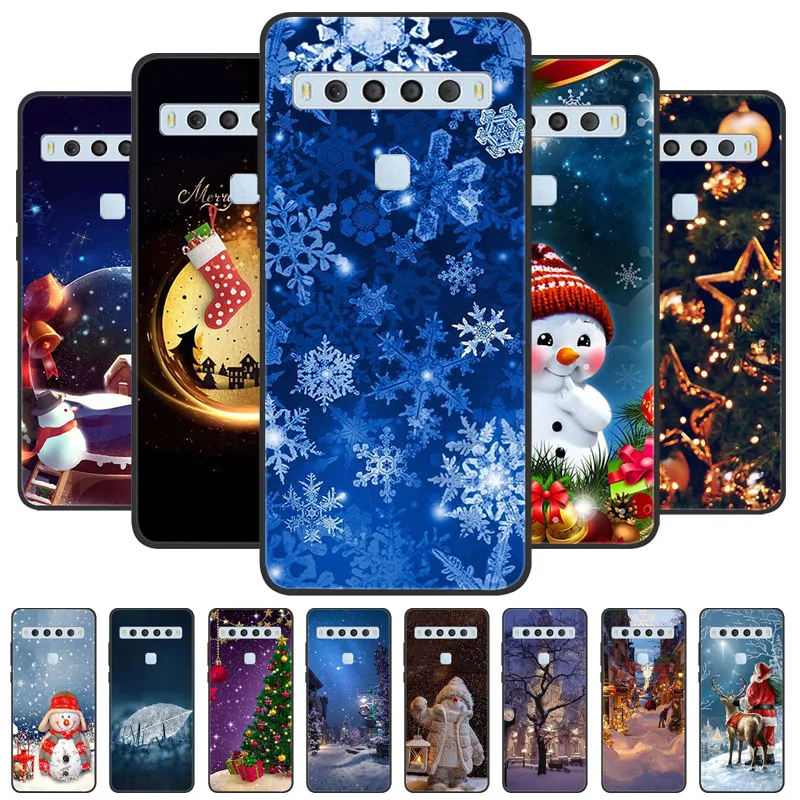 Christmas Silicone Soft Case for TCL 10 5G UW 10L 10 Lite SE 10 Pro Cover Bumper for TCL 20 5G 20S 20L Plus Cute Bumper Funda