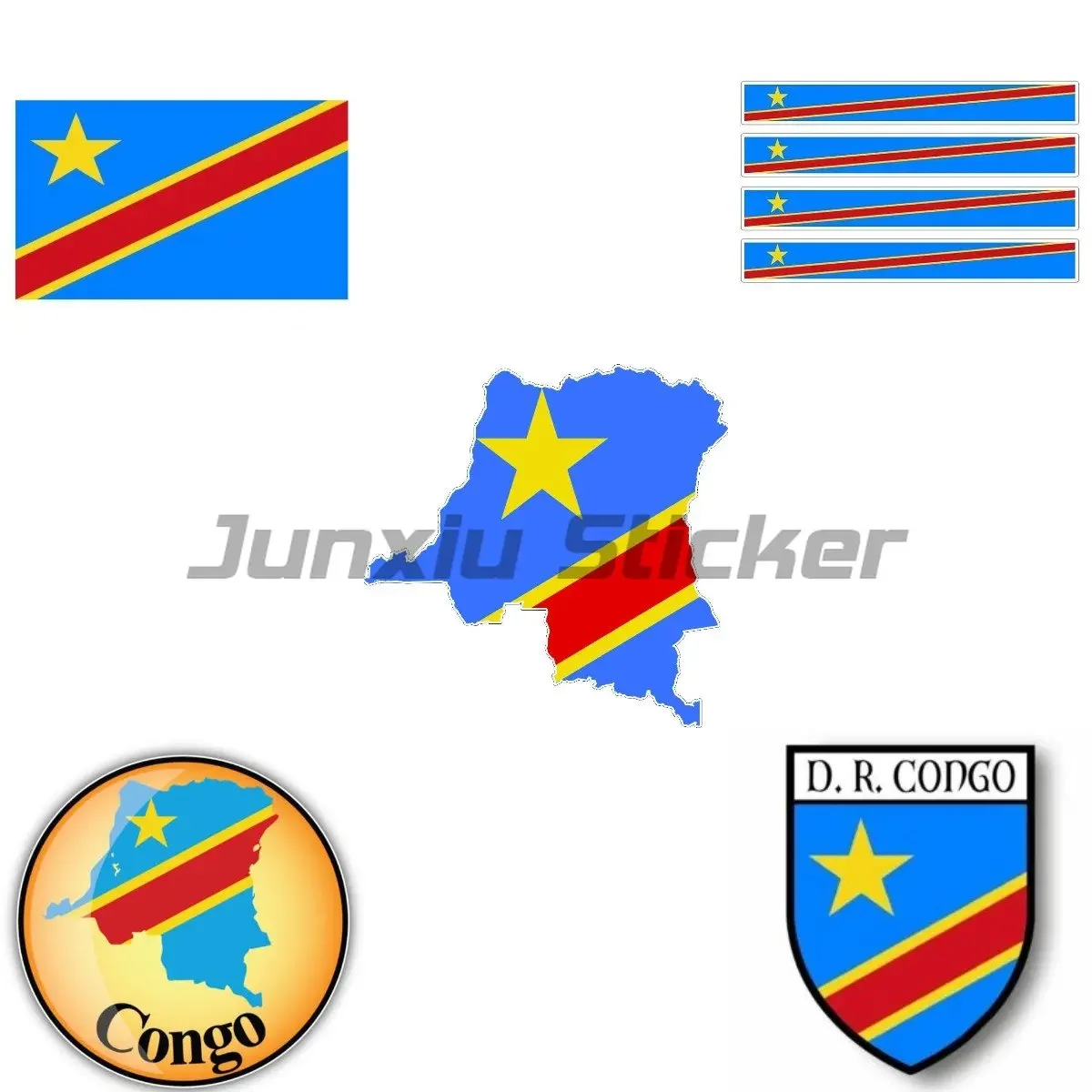 

Congo Map Flag Car Sticker Wall Helmet Sticker Motorcycle Accessories for Camper Van Bicycle Decals Fire Truck Wall Stickers
