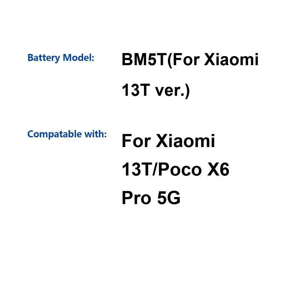 بطارية هاتف محمول عالية السعة 5000 مللي أمبير في الساعة لهاتف Xiaomi 13T Poco X6 Pro 5G BM5T