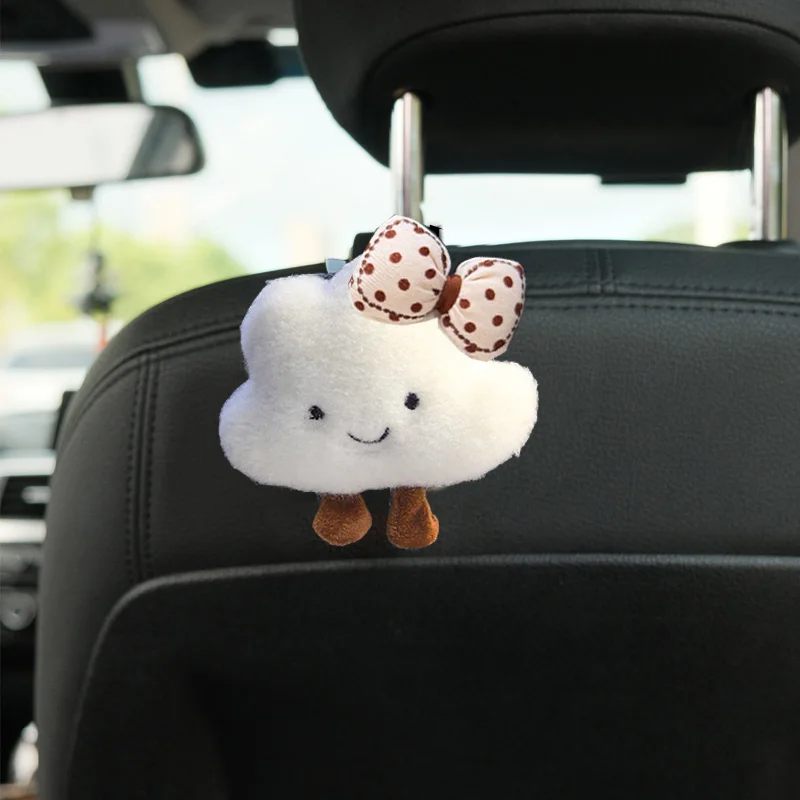 1PCS Cute Cartoon Bow Cloud Car Seat Back Hooks Storage Vehicle Headrest Organizer Hanger for Groceries Bag Handbag Decoration