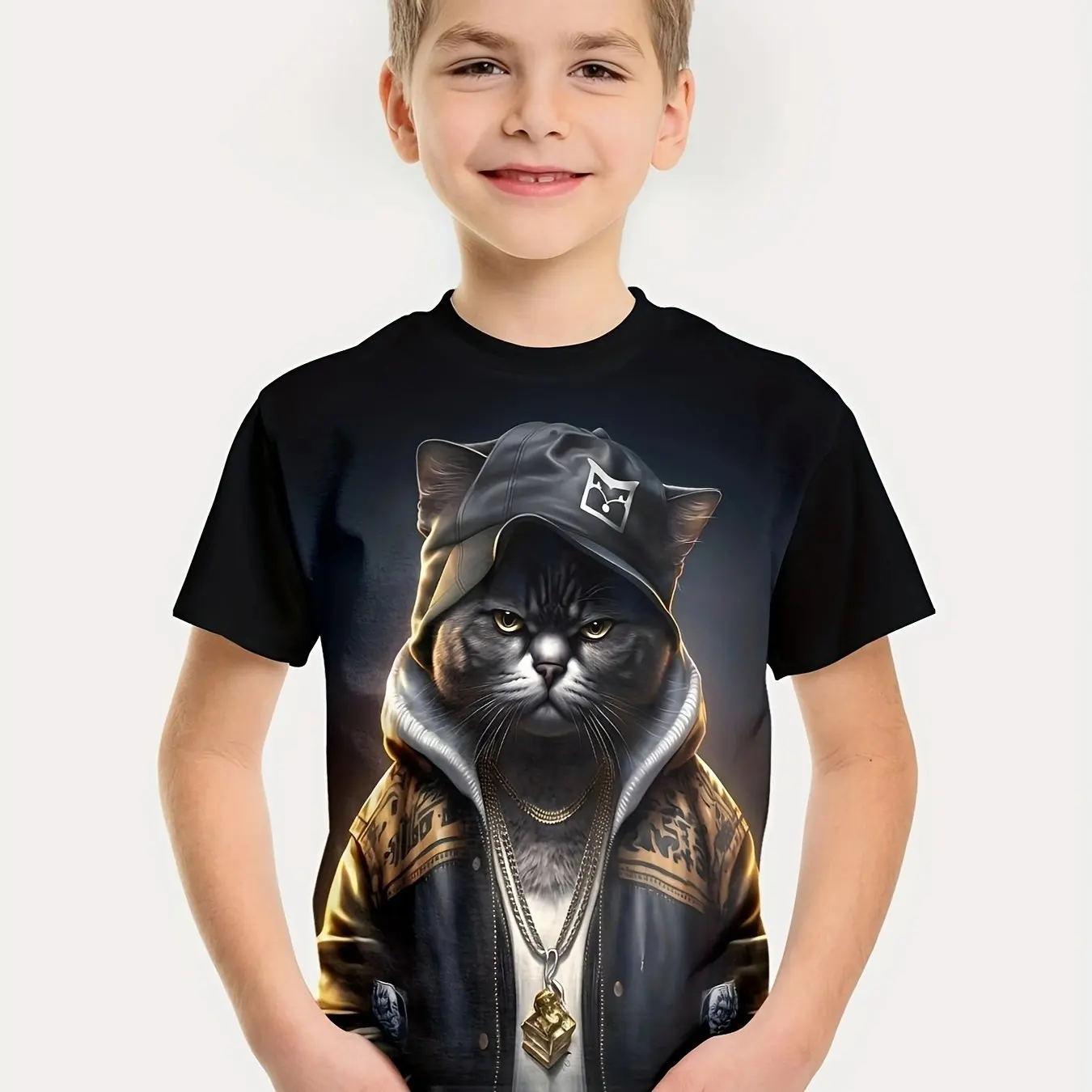 Camiseta 3D com estampa infantil, blusa casual de manga curta, camiseta criativa, roupas de verão, roupas de meninos e meninas