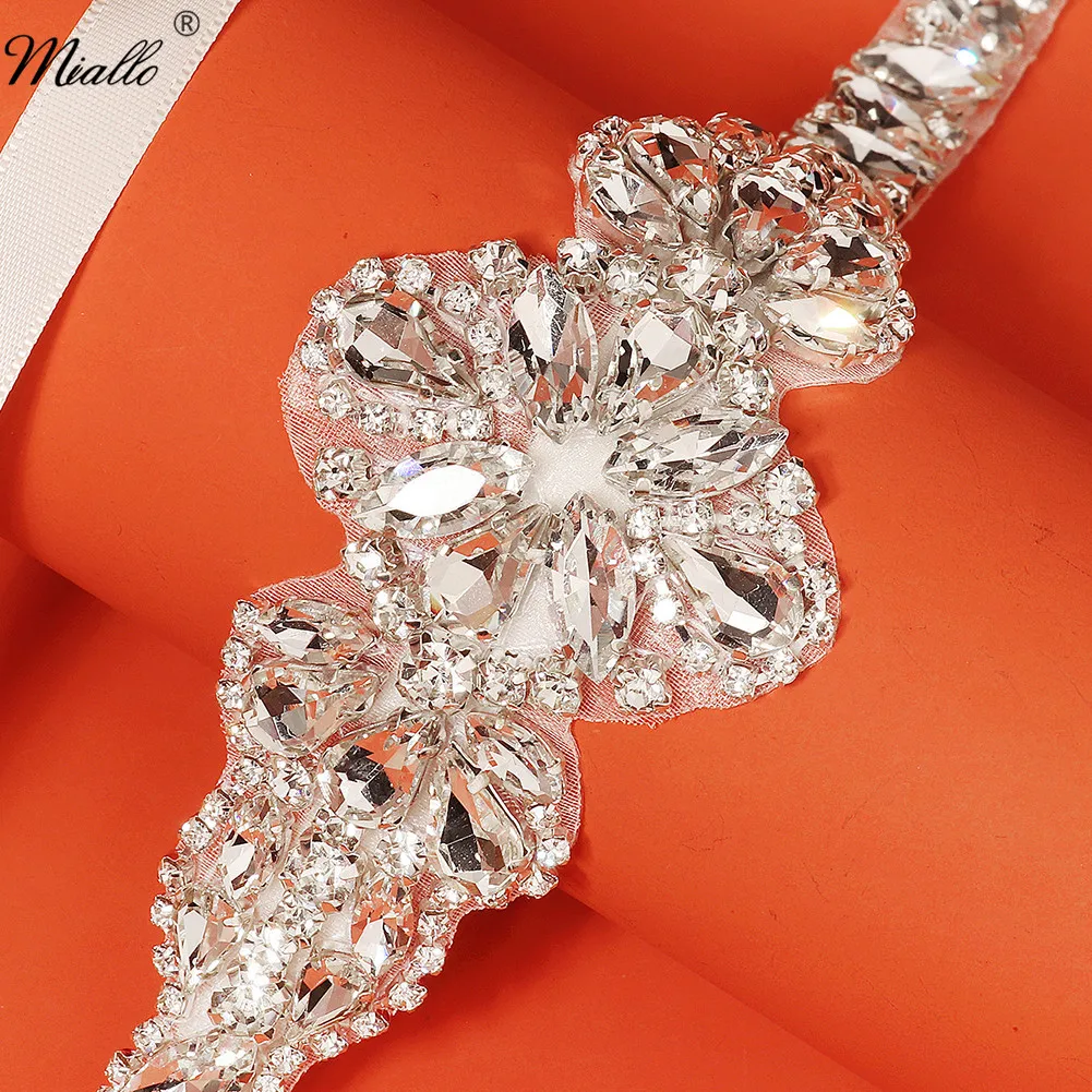 Bridal Belts Bling Wedding Women Jewelry Silver Rhinestone Pearl Crystal Sparkly Party Formal Dress Diamond Sash image 4