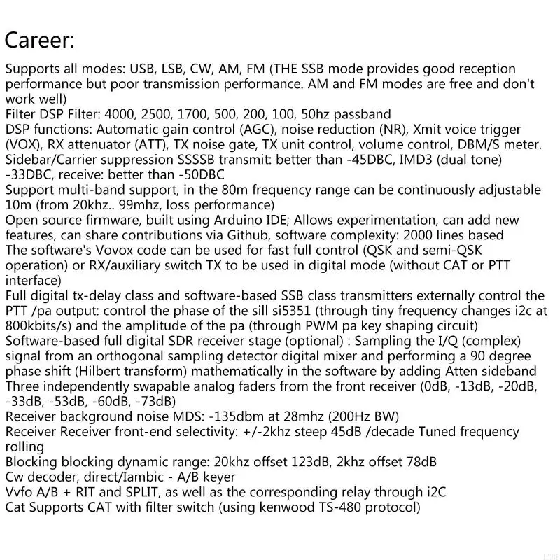 LX0B 8 Band Shortwave QRP SSB/CW Transceiver Open Source Hardware Excellent PCB Layout BNC Antenna Transceiver