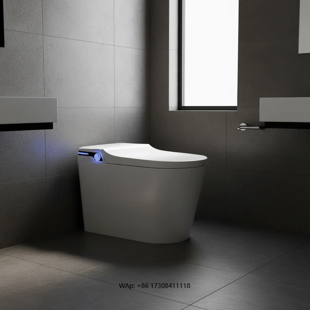 

H065 Smart Toilet Flush One-button Lifting Cover Capacitive Foot Sense Stainless Steel Wall-mounted Foam Shield Technology