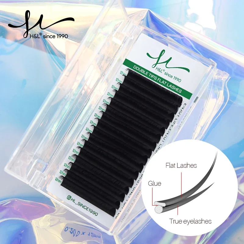 16 Rows H&L since 1990 lashsupplies lash Double Tips Flat Lashes  Extended eyelashes, deep matte black eyelashes  Premade Fan La