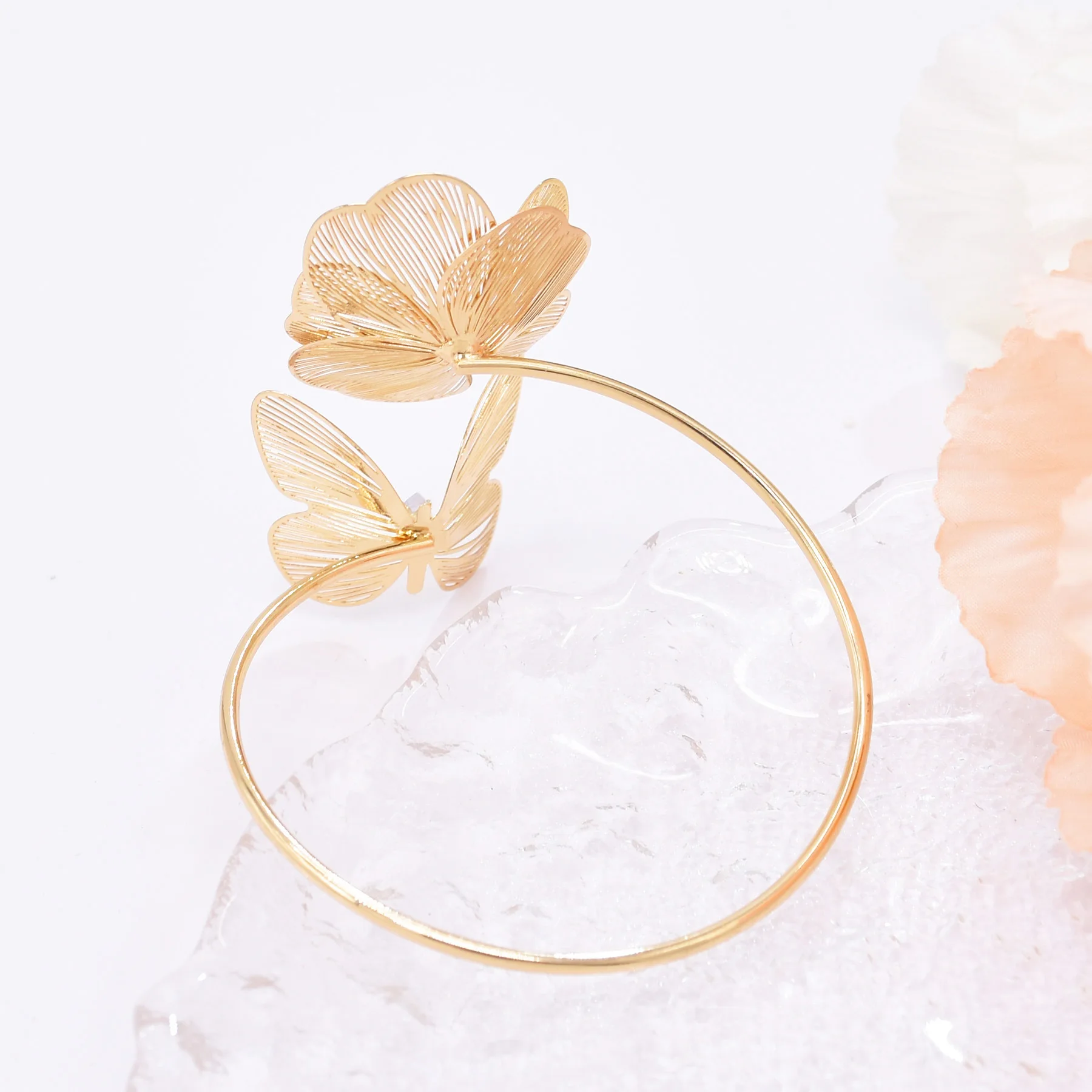 Multi Style Hollow Crystal Flower Opening Arm Bracelet for Women Luxury Bridal Wedding Accessories Bangle Hand Party Jewelry