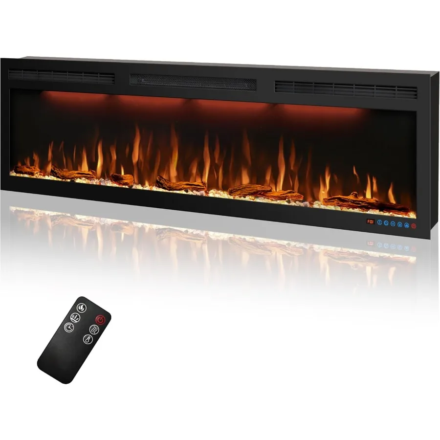 

60 inches Electric Fireplace Recessed and Wall Mounted Fireplace Heater and Linear Fireplace Inserts with Timer Remote Control