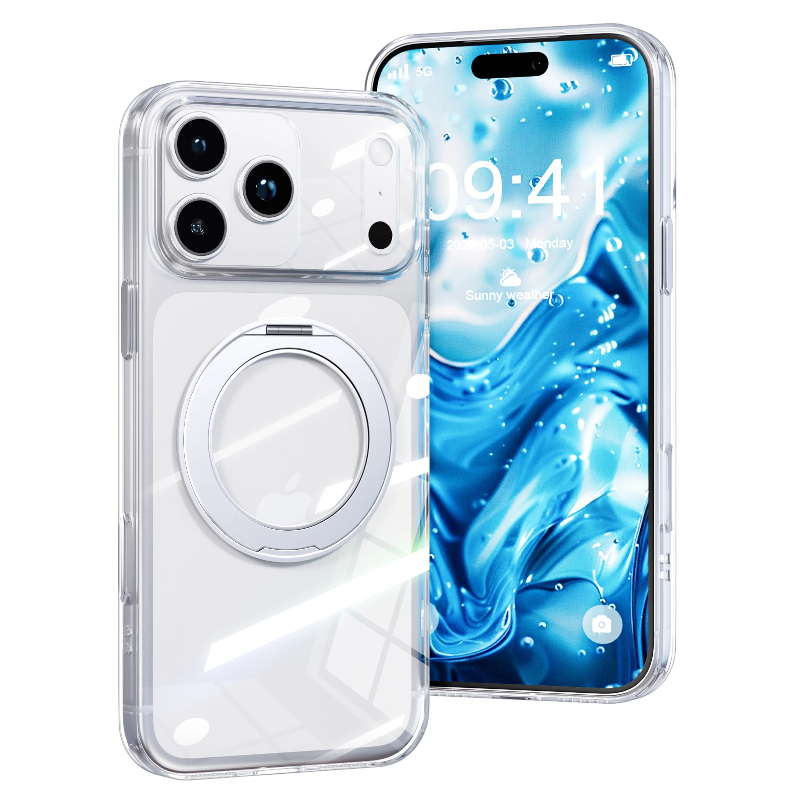 Magnetic for Apple iPhone 17 Pro Case with 360 Magnetic Stand, 6FT Drop Protection Shockproof, Skin Touch, Slim Clear Case