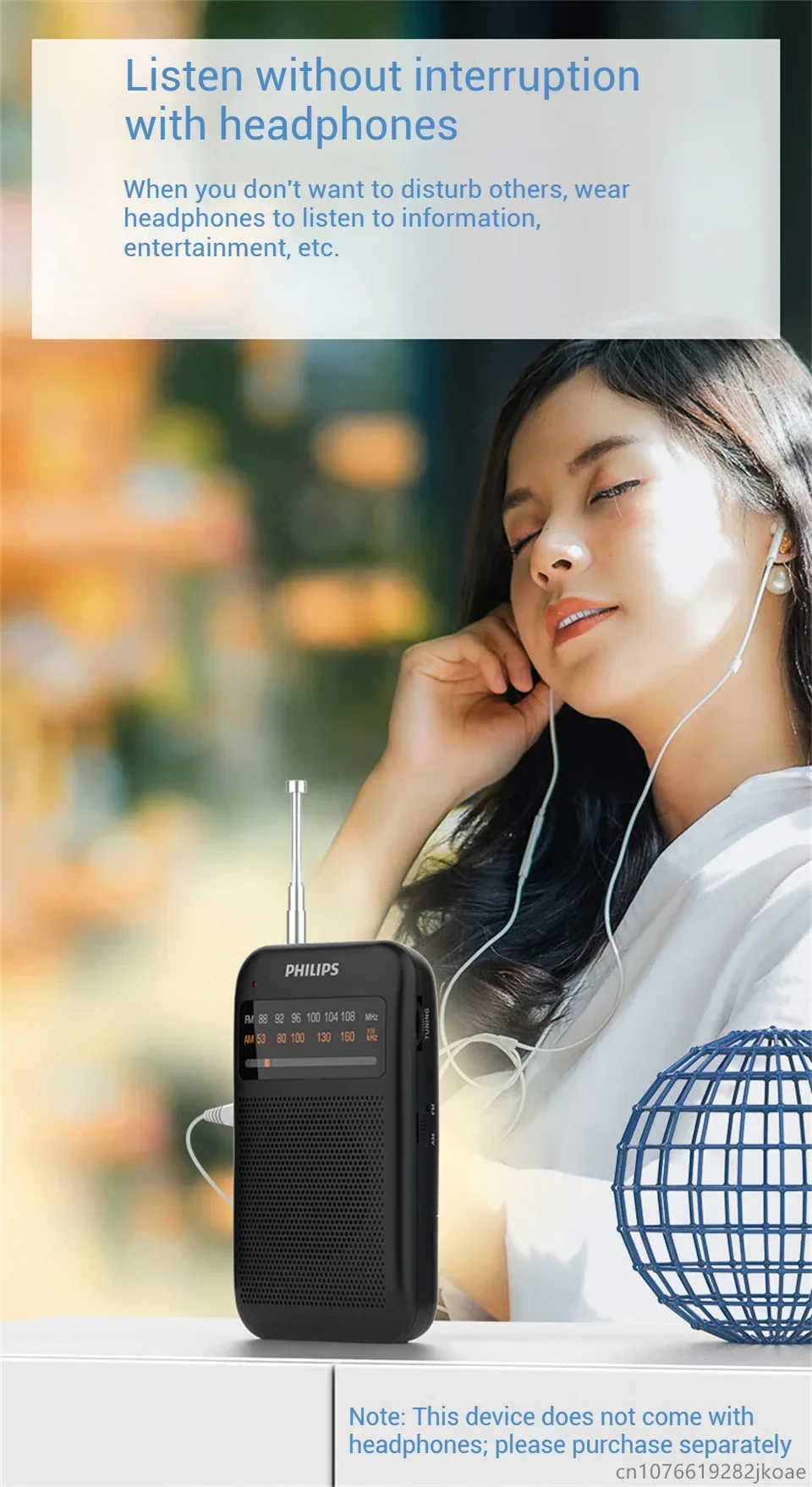 Neues Philips TAR1368 Radio, batteriebetrieben, speziell für Senioren, Halbleiter-Zeiger, Retro-FM, reine Rundfunkfunktion, kleines tragbares Audio-Gerät – Detail 5