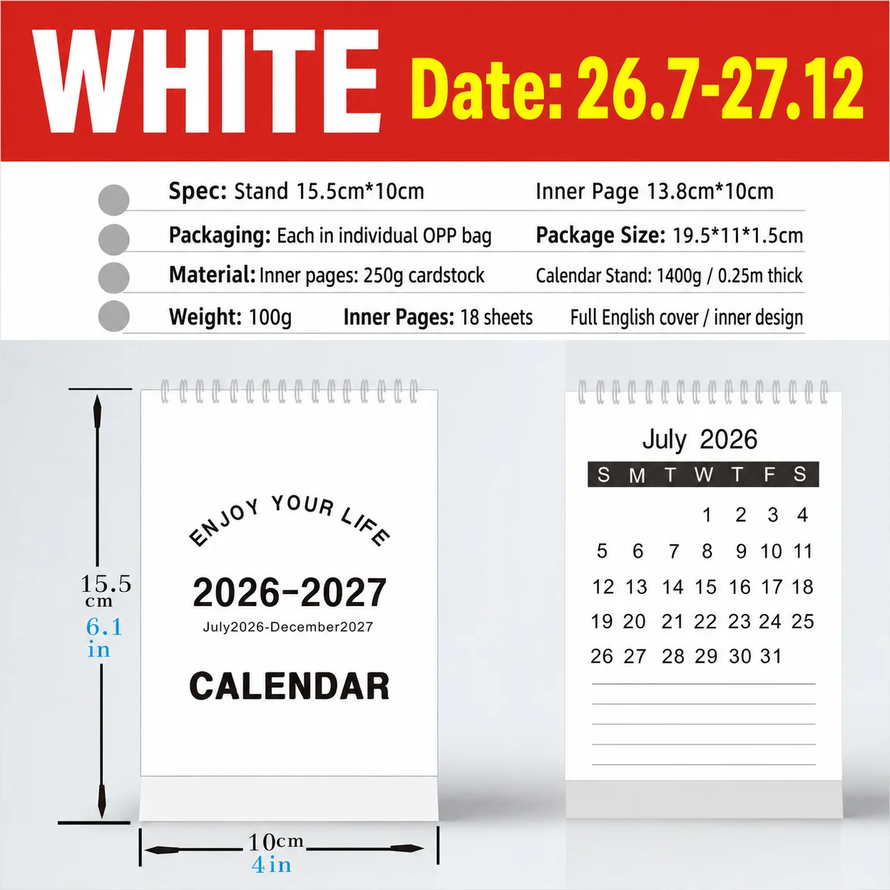Mini Calendar Double Coil Bound Paper Desk Calendar Office Desk Calendar Small For School Memo Taking Student Desk