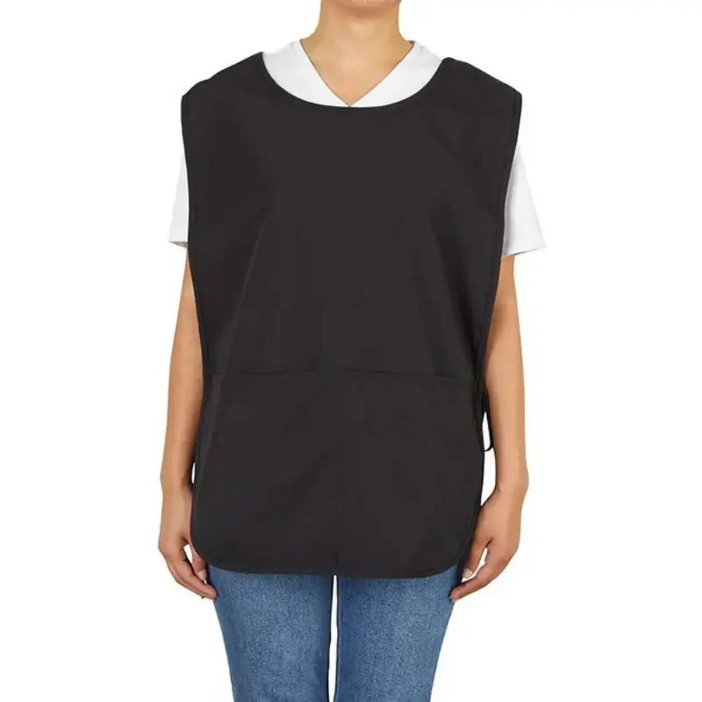 أداة تنظيف موحدة سترة مريلة بوليستر مع جيب لتصفيف الشعر عباءة بلون سادة قميص إعلاني مريح للنساء #3