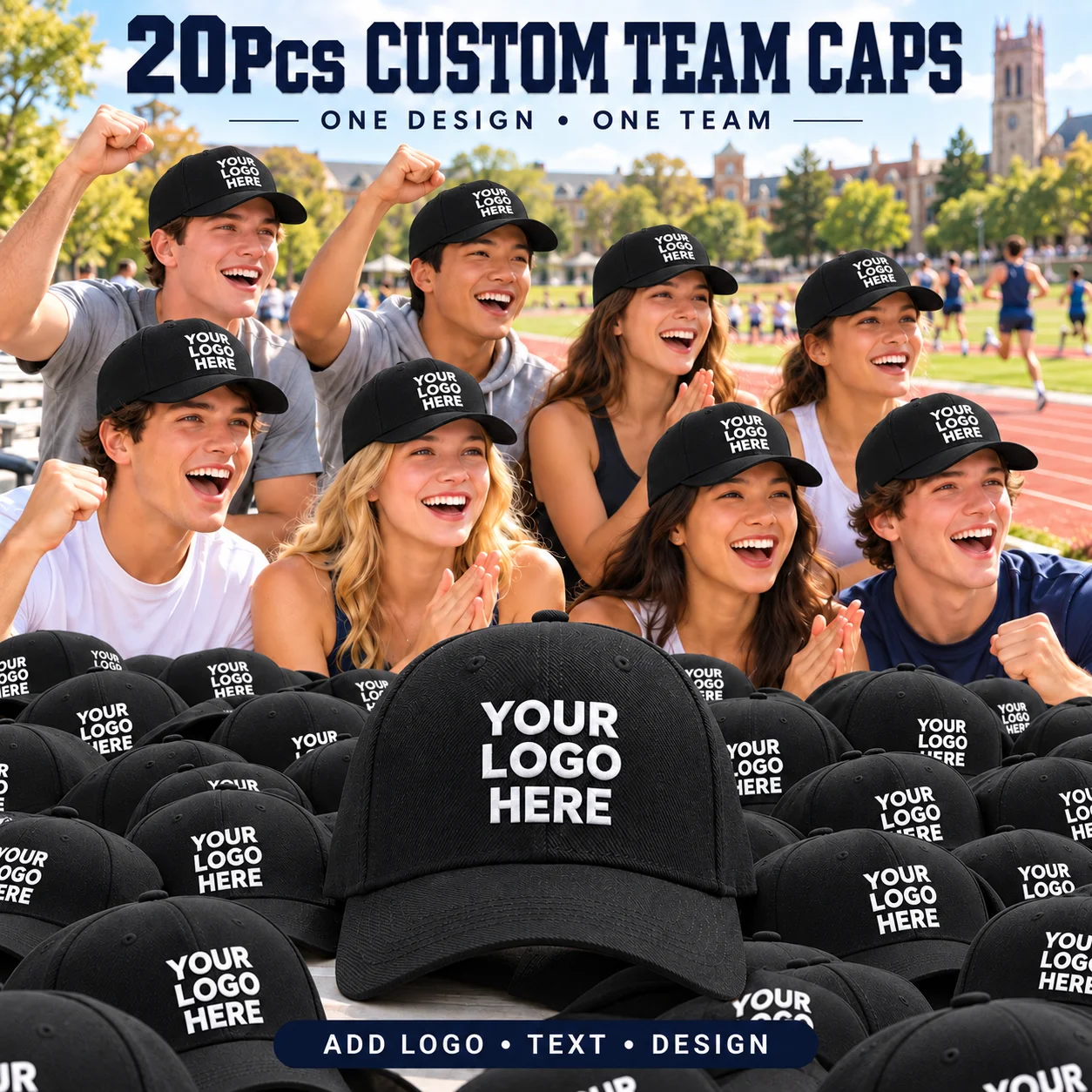 20-Pack Customizable Baseball Caps (Add Your Own Text & Photos) – Lightweight, Unisex, Personalized Headwear Perfect for Sports,