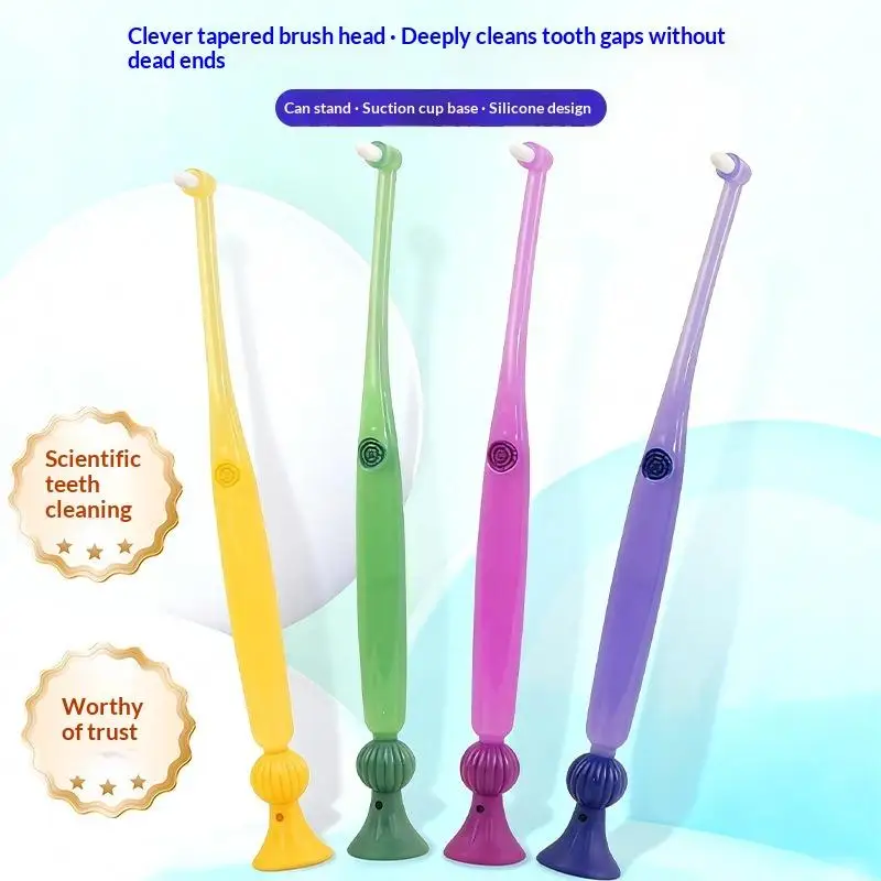 1/2/3pcs Small Head Single-Beam Soft Teeth Cleaning Toothbrush With Suction Cup Interdental Brush Soft Hair Implant Oral Care