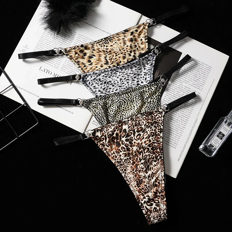 Women Leopard Print Underwear Invisible Seamless Woman Panties G-String Female Sexy Thongs Adjustable Waist Ladies Lingerie