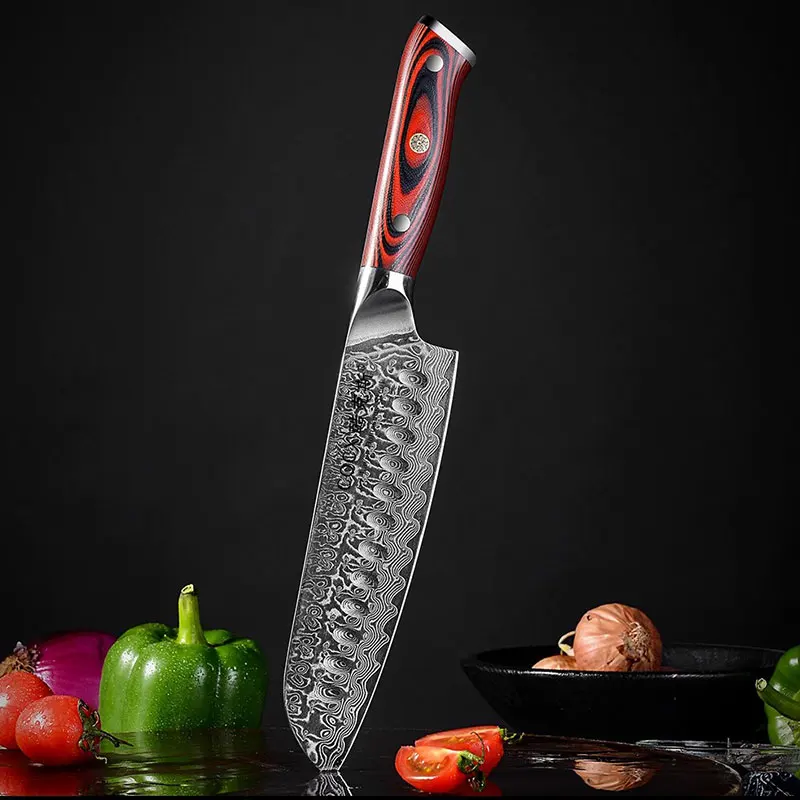 

Japanese Style Santoku Knife Damascus Steel Professional Chef Knife Slicing Meat Cleaver Beef Kitchen Cooking Tools