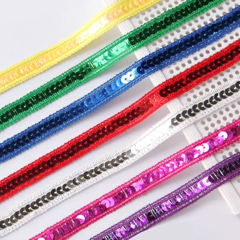 5M12mm Sequins Lace Trimming Ribbon For Clother Dress Clothes Applique Fabric DIY Sewing Craft Material Accessorie Wedding Decor